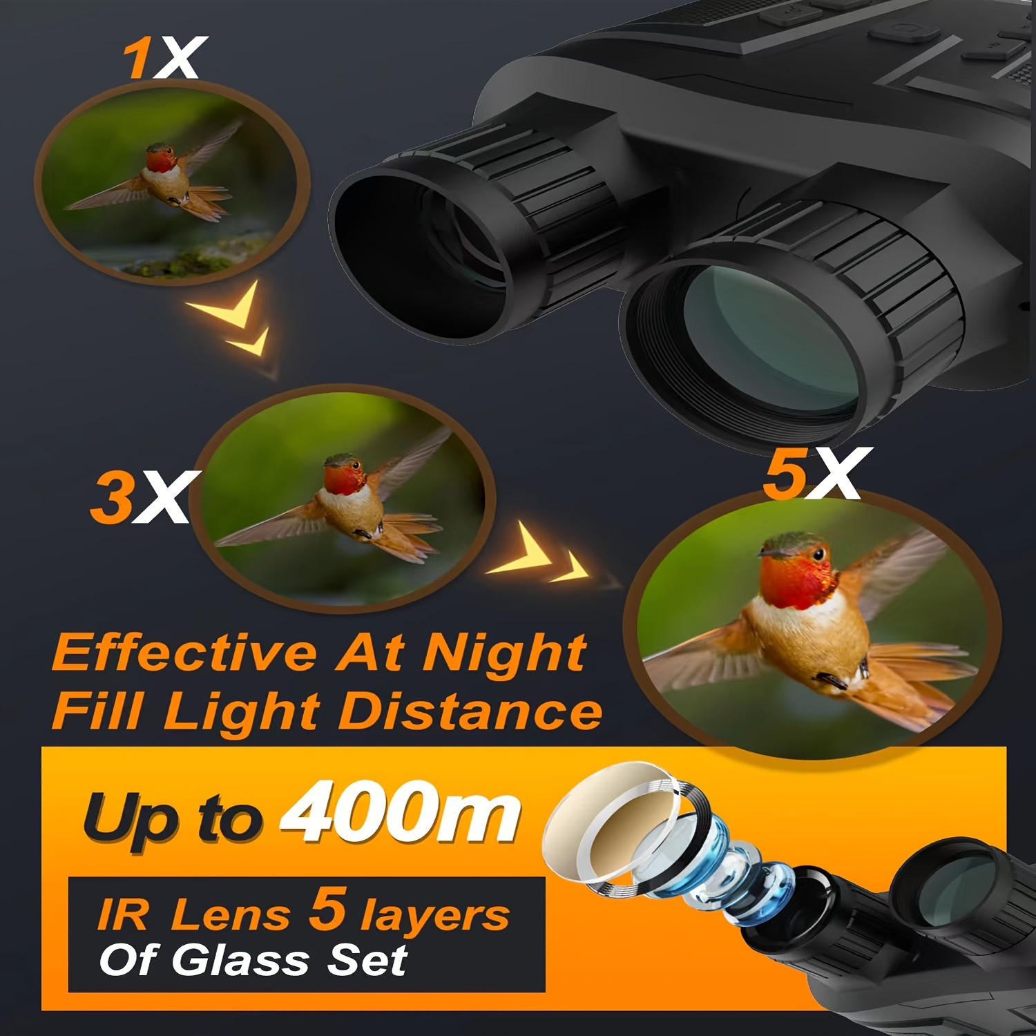 Small Mini80 night vision telescope built-in 6000mAh battery display 6X zoom digital Night Vision Binoculars for Hunting Camping