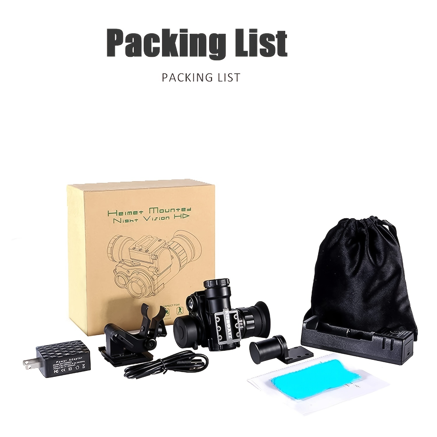 NVG10 Night Vision Goggles Head Mounted Monocular Green WIFI IP66 Night Range 200m/656ft for Helmet Hunting Observation