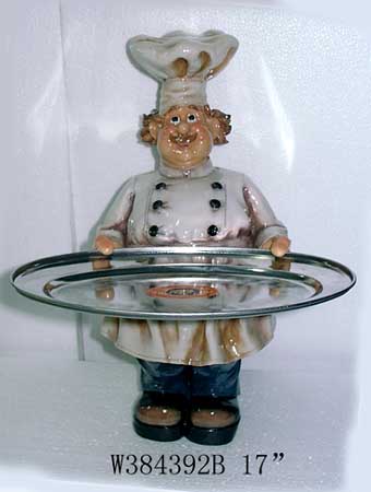 Resin Chef Statues with Trays  | Sales@Prosperity-Crafts.com or Whatsapp: +86-18965155752