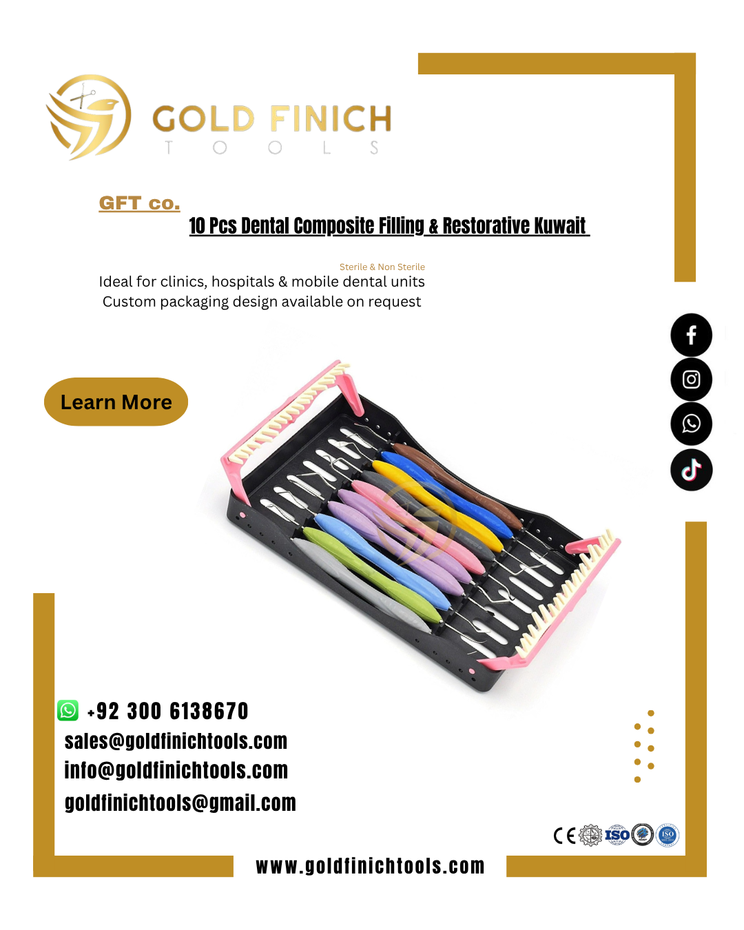 10 Pcs Dental composite Filling & Restorative kuwait     info@goldfinichtools.com      Whatsapp (+92) 3006138670