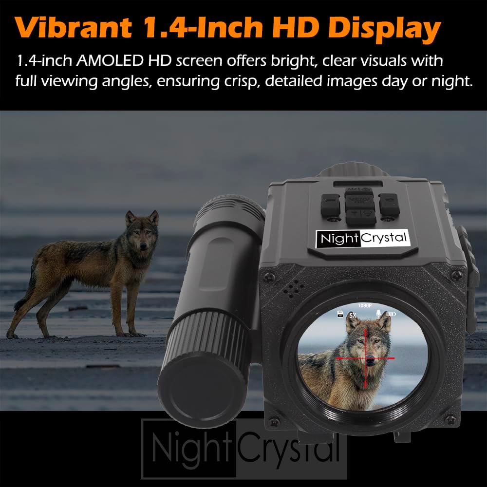 Monocular Digital Night Vision Scope NK008 1080P Video 5X Zoom 32GB 50mm Lens 940nm Laser IR for Hunting Infrared Riflescope