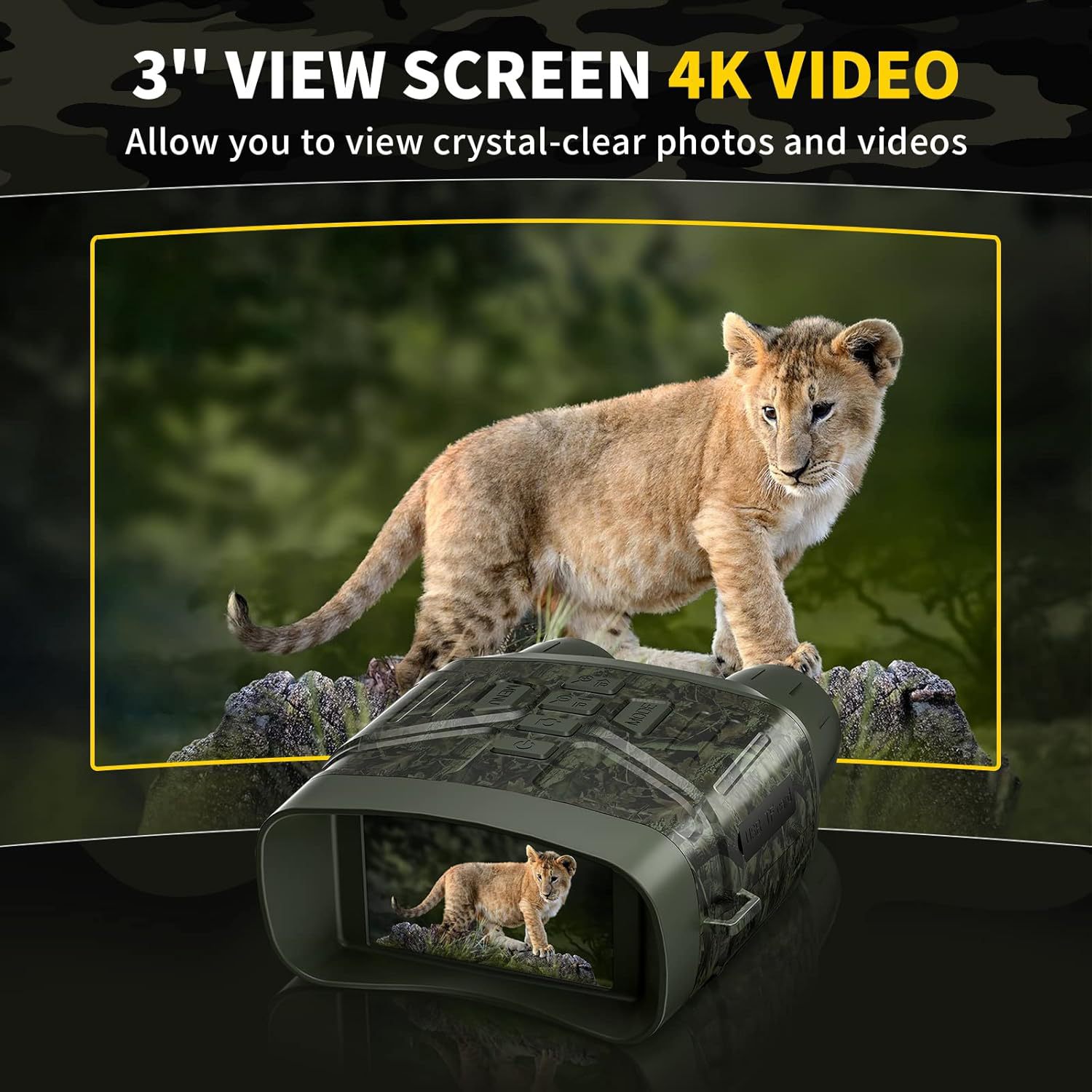 4K HD Infrared Night Vision Devices 5X Digital Zoom Binoculars 5000mAh Battery Telescope for Bird Watching,Camping,Hunting