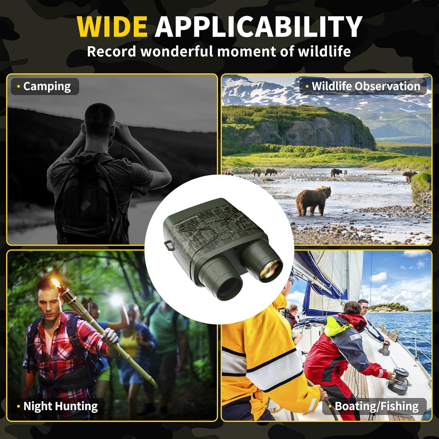 4K HD Infrared Night Vision Devices 5X Digital Zoom Binoculars 5000mAh Battery Telescope for Bird Watching,Camping,Hunting