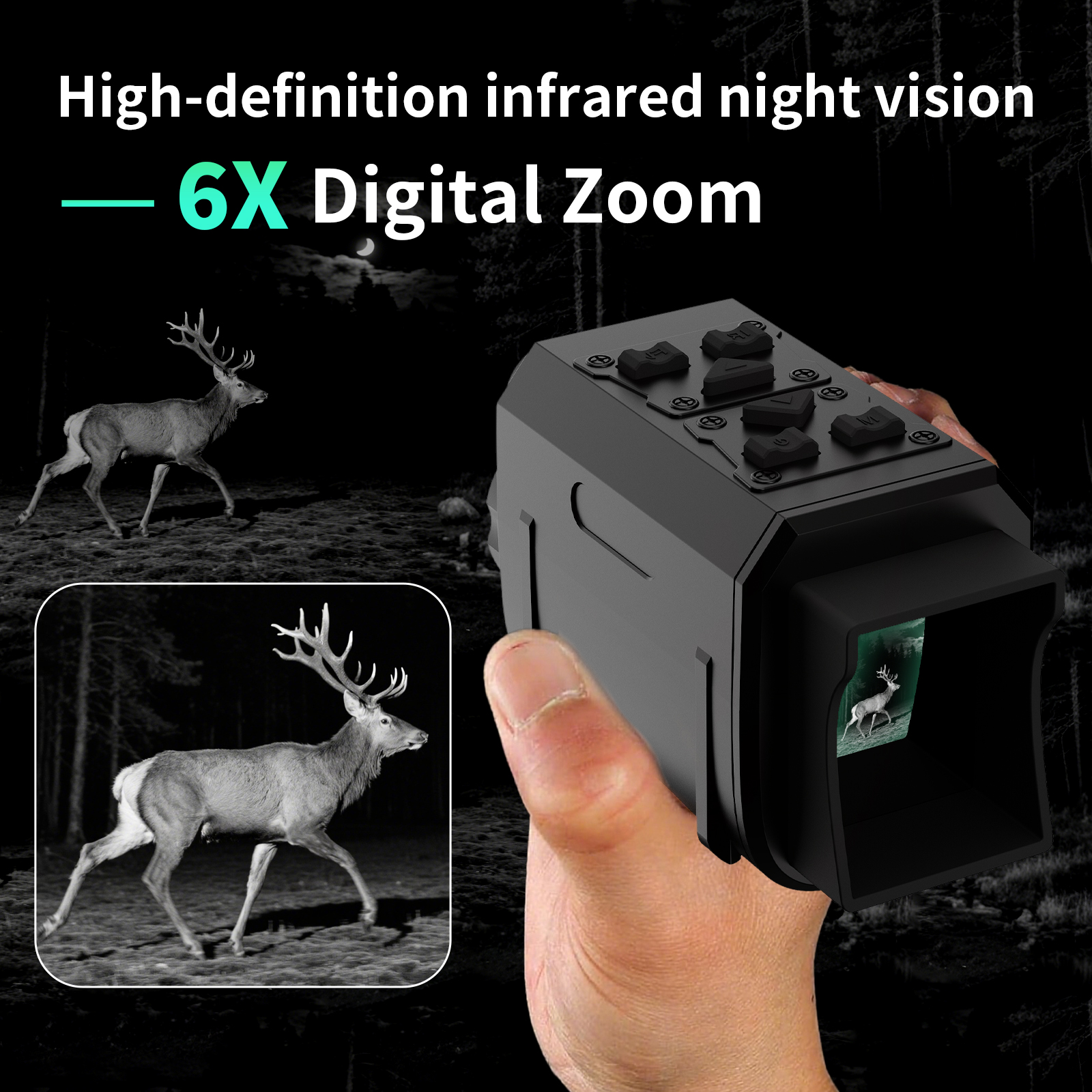Monucular Night Vision Scope MINI91 4K Video & 40MP Photos with 200m 6X Hunting Camera for Outdoor Observation