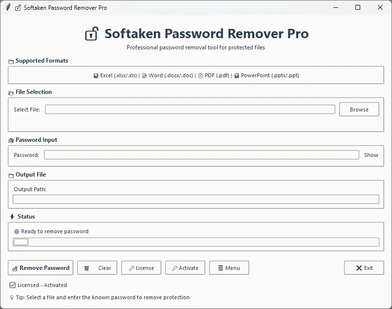 Softaken Freeware PDF Password Remover Software