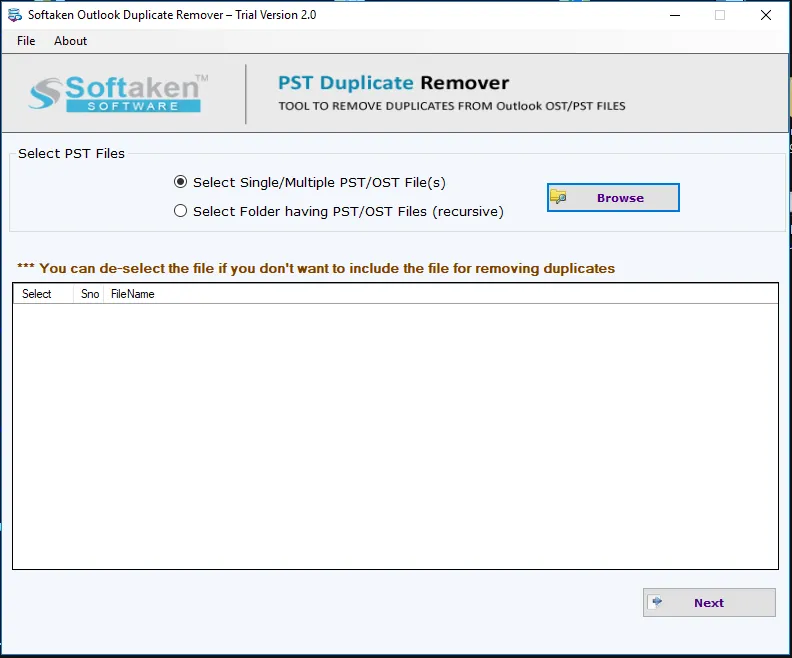 Softaken PST Duplicate Remover Software