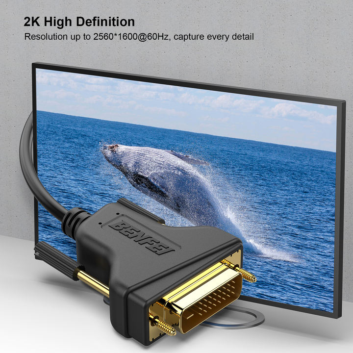 BENFEI DVI to DVI Cable, 1.8 Meter DVI-D 24+1 Gold Plated Cable, Dual Link Support High Resolution 2560x1600