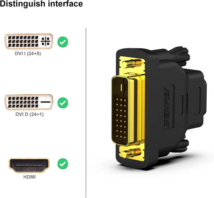 BENFEI  DVI to HDMI 4 Pack Bidirectional DVI (DVI-D) to HDMI Male to Female Adapter with Gold-Plated Cord China Manufacturing Distributor