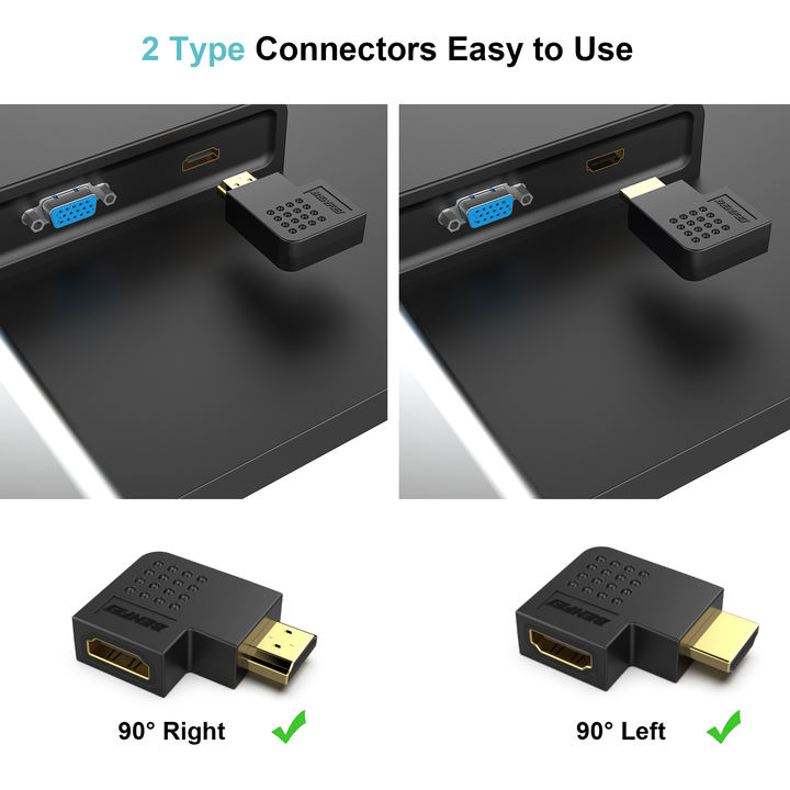 BENFEI HDMI Adapter Male to Female Right Angle 90 Degree-2 Pack China Supplier
