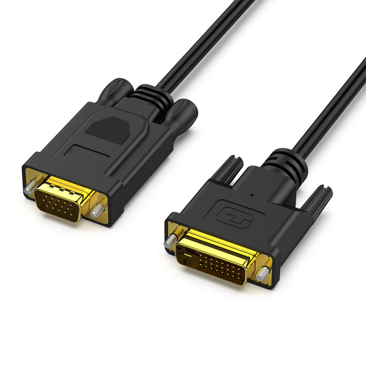 Customize Active DVI-D to VGA, DVI-D 24+1 to VGA 6 Feet Cable Male to Male Gold-Plated Cord China-based Manufacturer