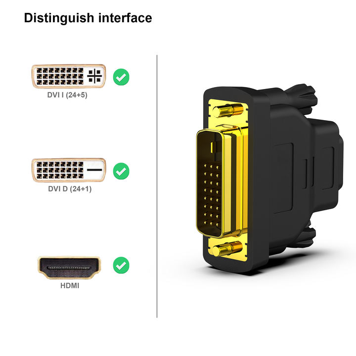 Customize  DVI to HDMI, Bidirectional DVI (DVI-D) to HDMI Male to Female Adapter with Gold-Plated Cord 2 Pack