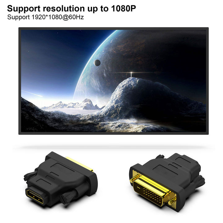 Customize  DVI to HDMI, Bidirectional DVI (DVI-D) to HDMI Male to Female Adapter with Gold-Plated Cord 2 Pack