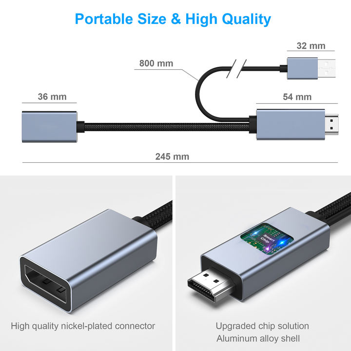 Customize  HDMI to DisplayPort Adapter, HDMI Source to DisplayPort Monitor Compatible with PC Graphics Card Laptop PS5 Xbox One Wholesale Distribution