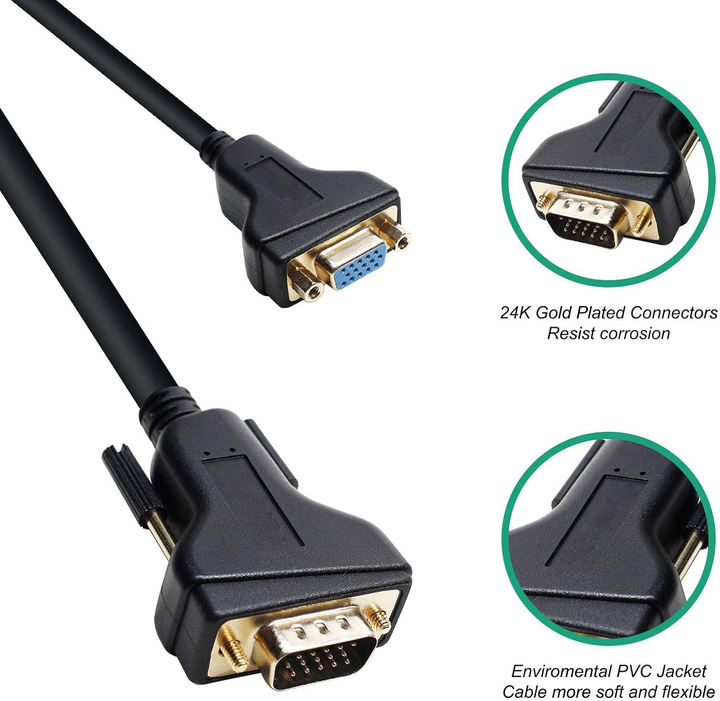 Customize VGA Extension Cable VGA Male to Female Cable 1.8 Meter Product Manufacturing Excellence
