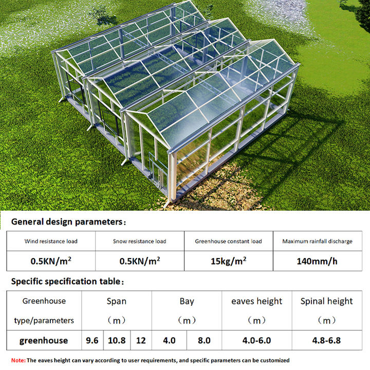 Agricultural commercial aquaculture greenhouse Large Size High Tunnel Agricultural Greenhouse For Tomato glass greenhouse