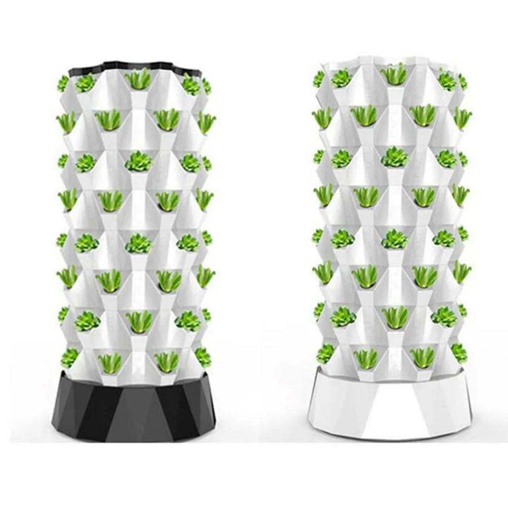 Hydroponic Tower Garden Equipment 80 Holes Vertical Indoor Hydroponic Pineapple Tower With Plant Support