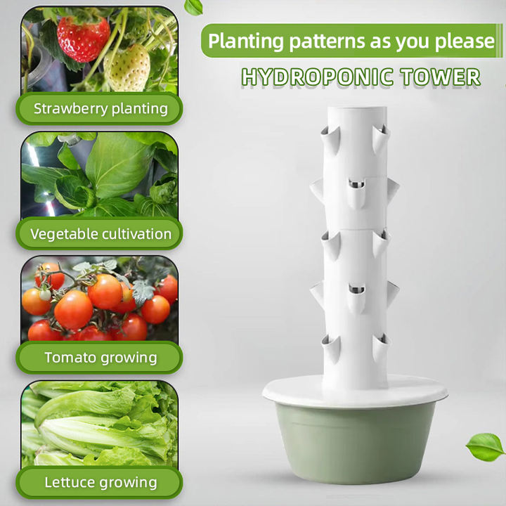 Large PE Material Agriculture  Balcony Garden  Motor aeroponic farming tower vertical hydroponics tower with lights China OEM Supplier