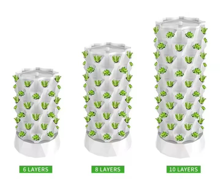 Vertical Aeroponic Hydroponic Growing System Pineapple Automatic Watering Growing Systems Grow Tower Carton Packing White ABS GN