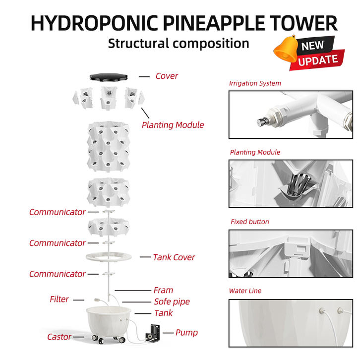 farming aeroponic growing towers hydroponics vertical garden systems hydroponic systems indoor pvc pineapple planting type