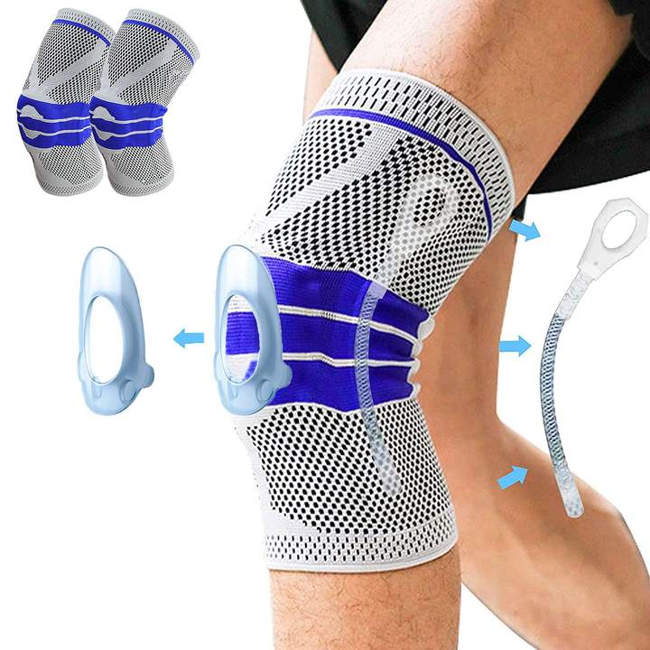 1 PCS Silicone Padded Knee Pads Supports Brace Basketball Fitness Meniscus Patella Protection Kneepads Sports Safety Knee Sleeve Production Wholesale