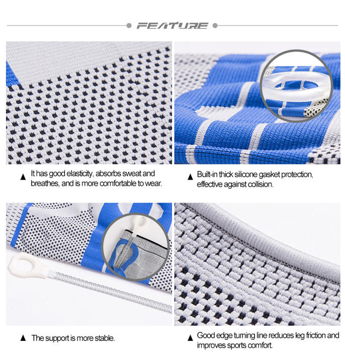 1 PCS Silicone Padded Knee Pads Supports Brace Basketball Fitness Meniscus Patella Protection Kneepads Sports Safety Knee Sleeve Production Wholesale