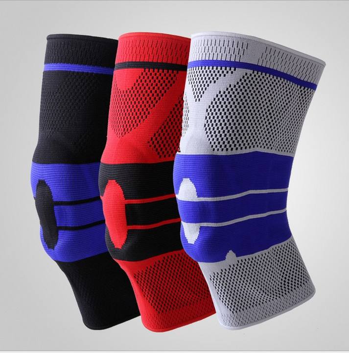 1 PCS Silicone Padded Knee Pads Supports Brace Basketball Fitness Meniscus Patella Protection Kneepads Sports Safety Knee Sleeve Production Wholesale