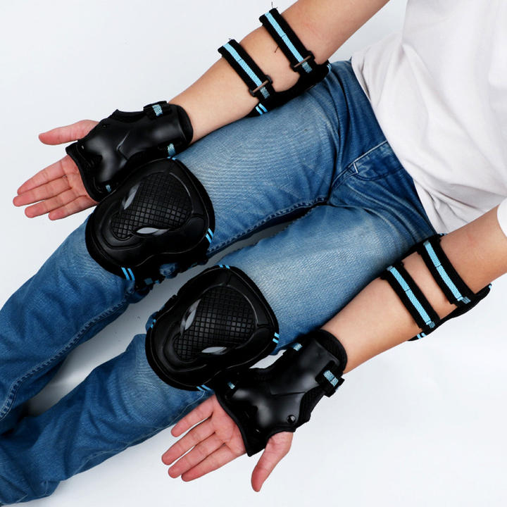 6Pcs/Set Teens & Adult Knee Pads Elbow Pads Wrist Guards Protective Gear Set for Roller Skating Skateboarding Cycling Sports Direct Factory Wholesale