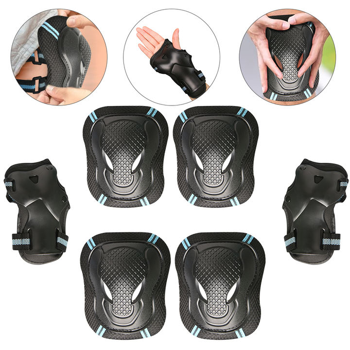 6Pcs/Set Teens & Adult Knee Pads Elbow Pads Wrist Guards Protective Gear Set for Roller Skating Skateboarding Cycling Sports Direct Factory Wholesale