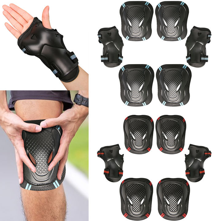 6Pcs/Set Teens & Adult Knee Pads Elbow Pads Wrist Guards Protective Gear Set for Roller Skating Skateboarding Cycling Sports Direct Factory Wholesale