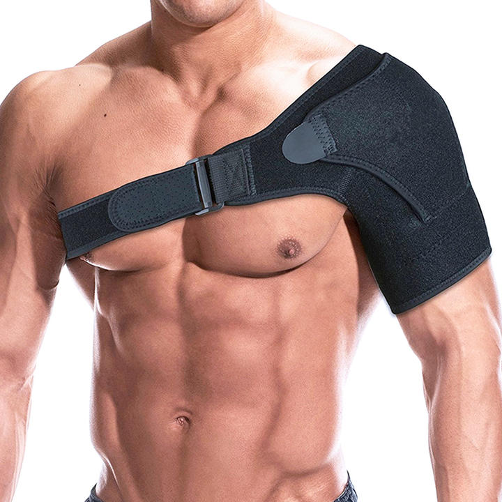 Adjustable Breathable Gym Sports Care Single Shoulder Support Back Brace Guard Strap Wrap Belt Band Pads Black Bandage Men/Women