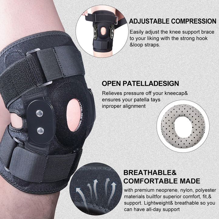 Adjustable Hinged Knee Brace Knee Support Wrap for Meniscus Tear Patellar Tendon Support Manufacturer and Supplier