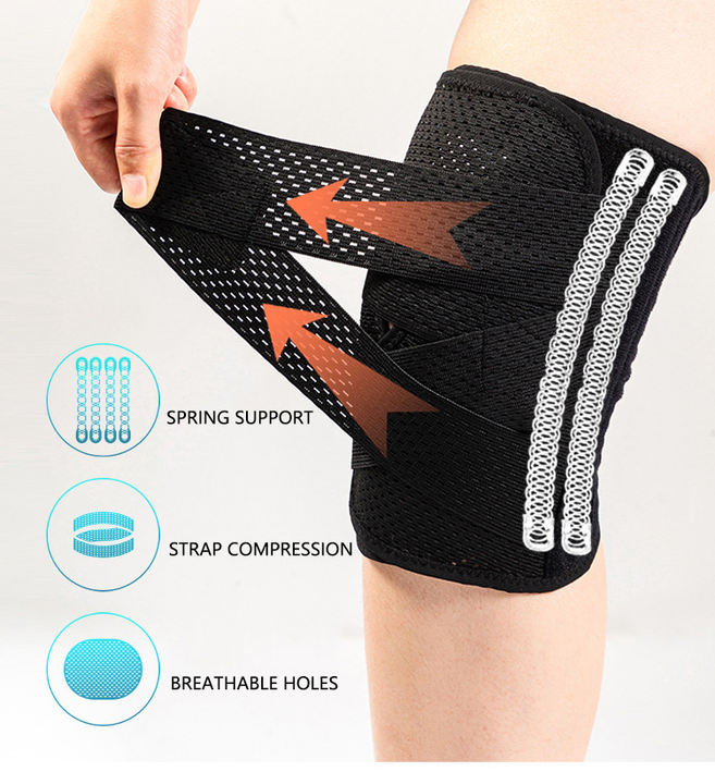 Adjustable One Size Fits Breathable Spring Support Knee Brace For Running OEM Wholesale