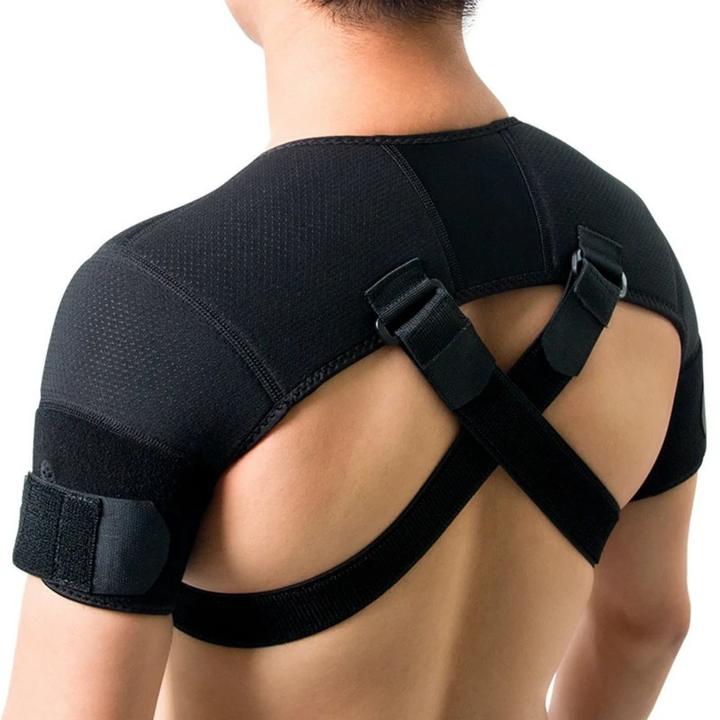 Adjustable exercise shoulder support strap Back pain relief Double bandage cross strap Double shoulder support bracket China Exporter