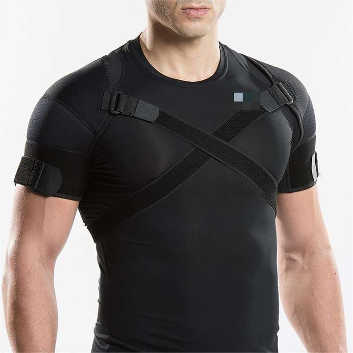 Adjustable exercise shoulder support strap Back pain relief Double bandage cross strap Double shoulder support bracket China Exporter