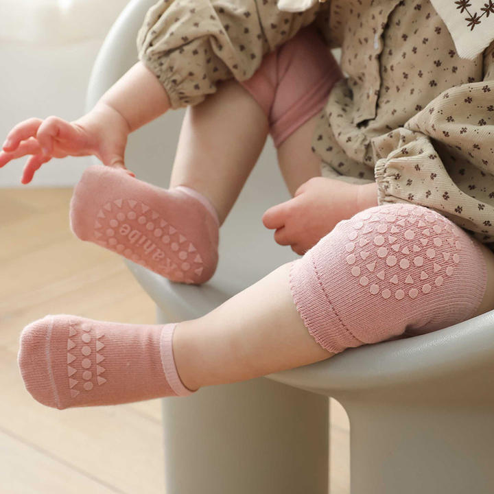 Baby Knee Pads Socks Set for Girls Boys Summer Solid Color Anti Slip Socks Kid Crawling Safety Floor Sock Leg Knee Protector Private Label Manufacturing Innovation