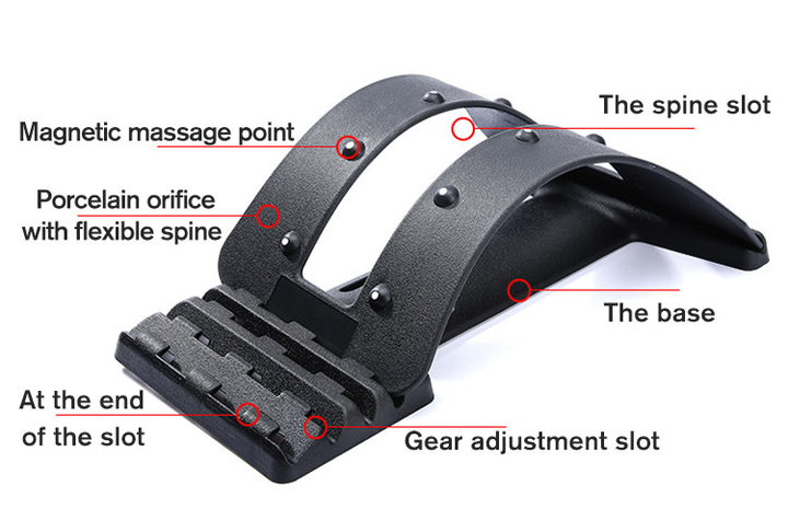 Back Massage Magic Stretcher Stretching Lumbar Support Spine Pain Relief Chiropractic Posture Back Corrector Black Chinese OEM Manufacturing & Supply Trade