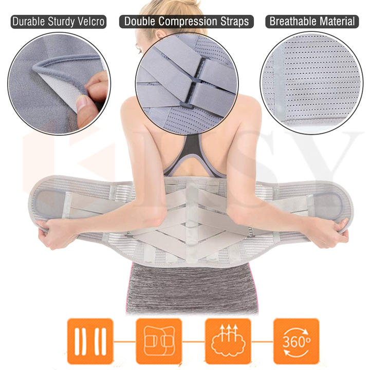 Breathable Mesh Back Lumbar support Double Pull Adjustable Back waist Support Lumbar Belt With Steel Support Bar Export-Oriented Factory Wholesale