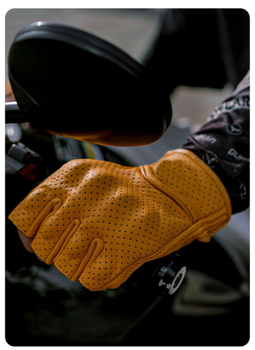 Breathable Motorcycle Leather Gloves Men Motorbike Riding Touch Screen Glove Motocross Moto Racing Biker Anti Fall Glove Vintage Wholesale Factory Customization