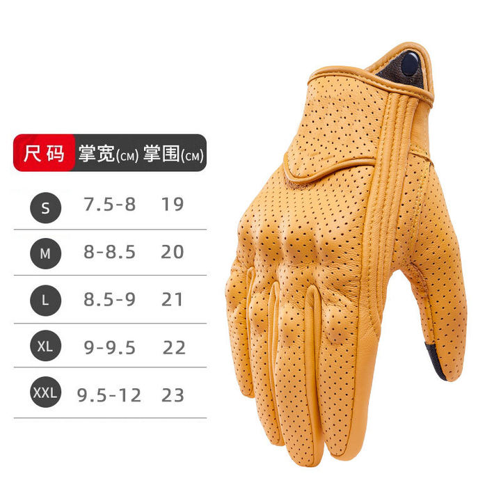 Breathable Motorcycle Leather Gloves Men Motorbike Riding Touch Screen Glove Motocross Moto Racing Biker Anti Fall Glove Vintage Wholesale Factory Customization