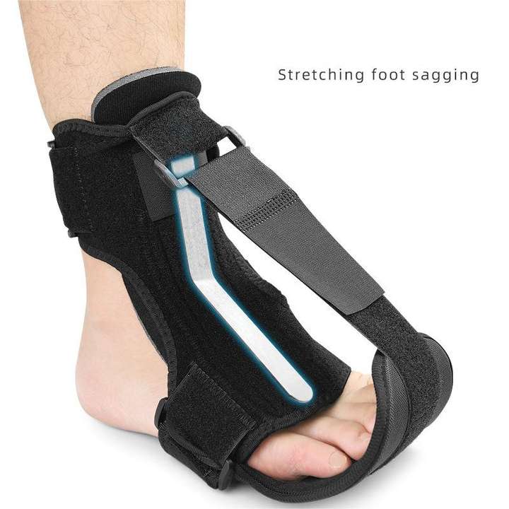 Breathable foot drop lift with aluminum plate supporting foot stretch strap