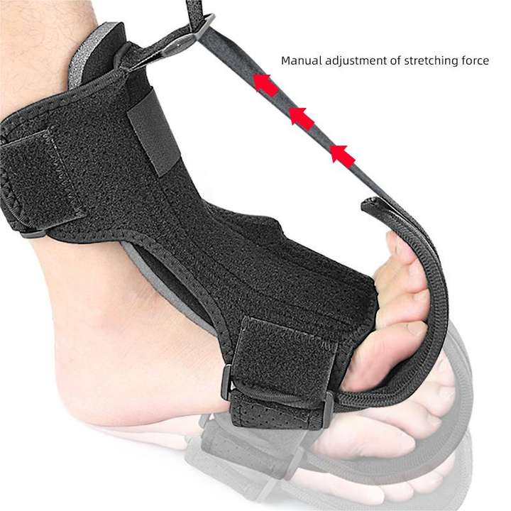 Breathable foot drop lift with aluminum plate supporting foot stretch strap