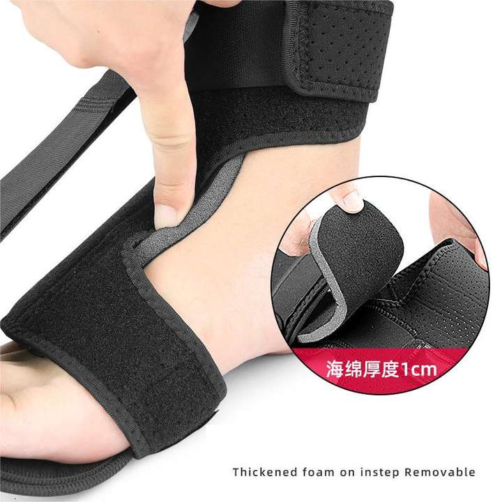 Breathable foot drop lift with aluminum plate supporting foot stretch strap