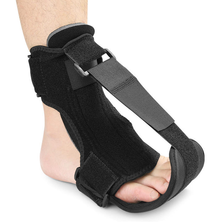 Breathable foot drop lift with aluminum plate supporting foot stretch strap