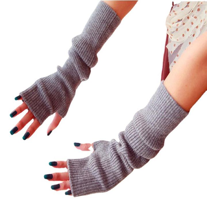 Cashmere fake sleeve thickened arm for women half finger Korean wool long hand sleeve gloves for autumn and winter Export Wholesale Distributor