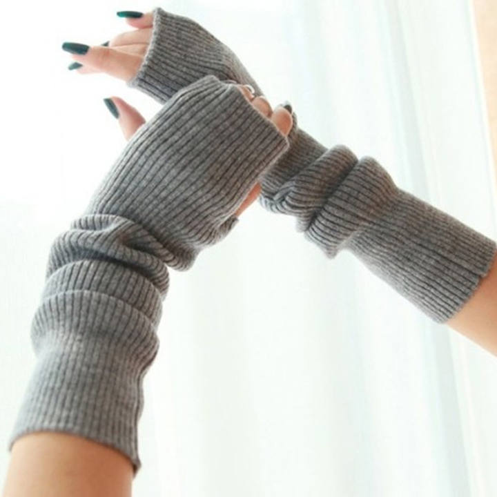 Cashmere fake sleeve thickened arm for women half finger Korean wool long hand sleeve gloves for autumn and winter Export Wholesale Distributor