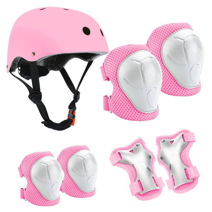 Colorful Roller skating knee protective gear for children 7-piece sports helmet protector