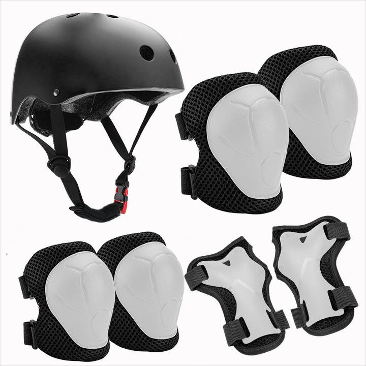 Colorful Roller skating knee protective gear for children 7-piece sports helmet protector