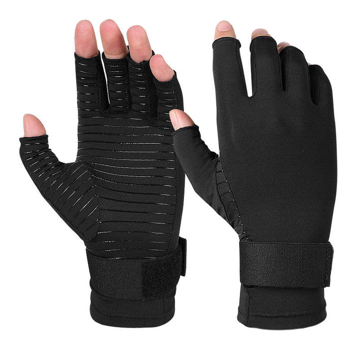 Compression Gloves Hand Copper Arthritis Gloves Joint Pain Relief Half Finger Anti-slip Therapy Gloves For Womens Mens Manufacturing and Export Services