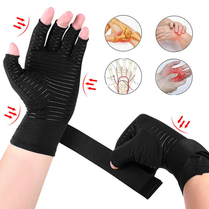 Compression Gloves Hand Copper Arthritis Gloves Joint Pain Relief Half Finger Anti-slip Therapy Gloves For Womens Mens Manufacturing and Export Services