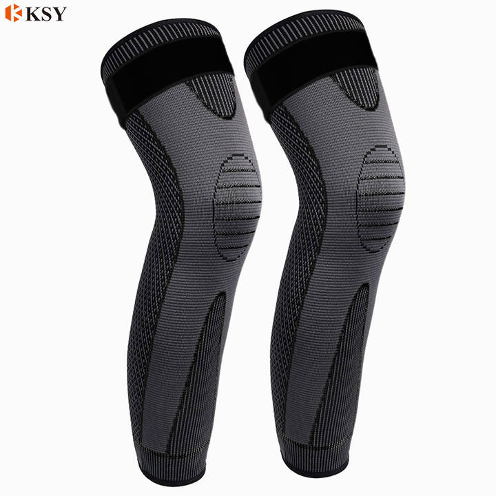 Compression Knee Pads Support Lengthen Stripe Sport Sleeve Protector Elastic Long Kneepad Brace Volleyball Running China Factory Supply